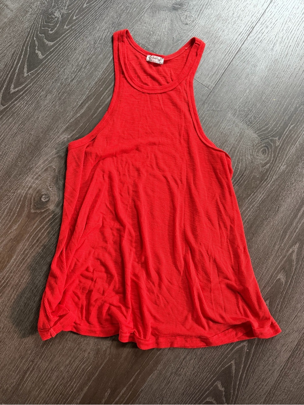 Free People Women's Red Ribbed Racerback Tank Top